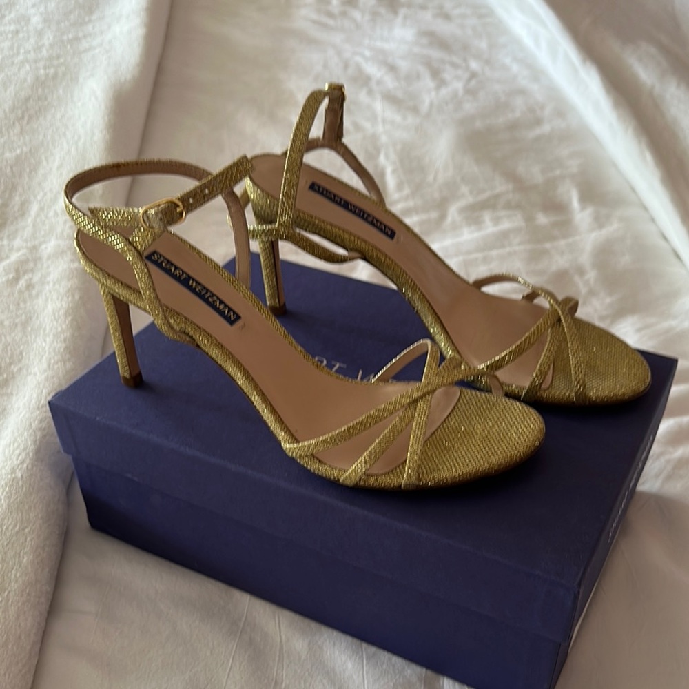 Stuart Weitzman Gold Strappy Heels